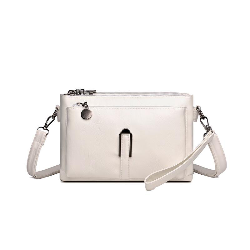 Vintage PU-Leder Mini-Tasche mit zwei Reißverschlusstaschen, Crossbody-Tasche, vielseitige Handgelenktasche für Einkäufe, den Alltag und Wochenendausflüge