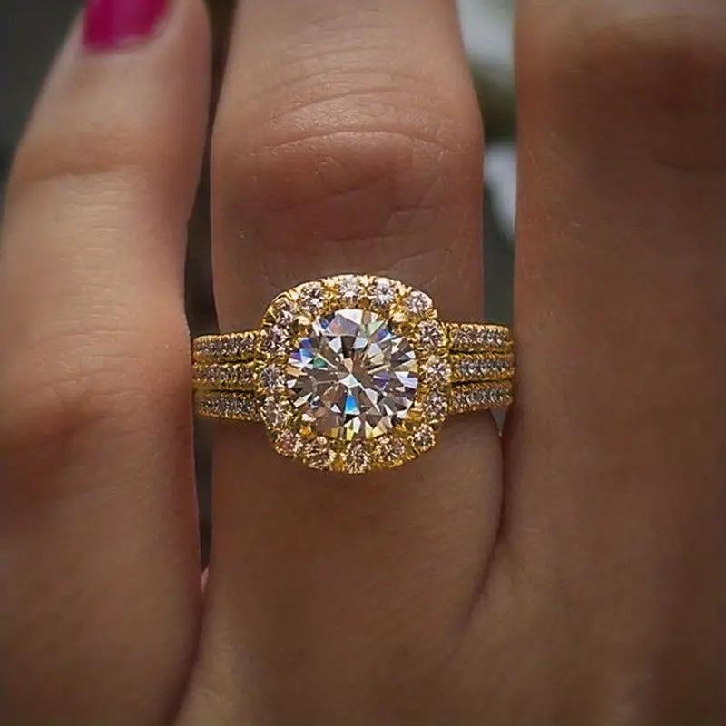 

2026 Full Diamond Luxury Engagement Diamond Ring Women s New Ring Slightly Inlaid Zircon Luxury European and American Style Diamond Ring 12