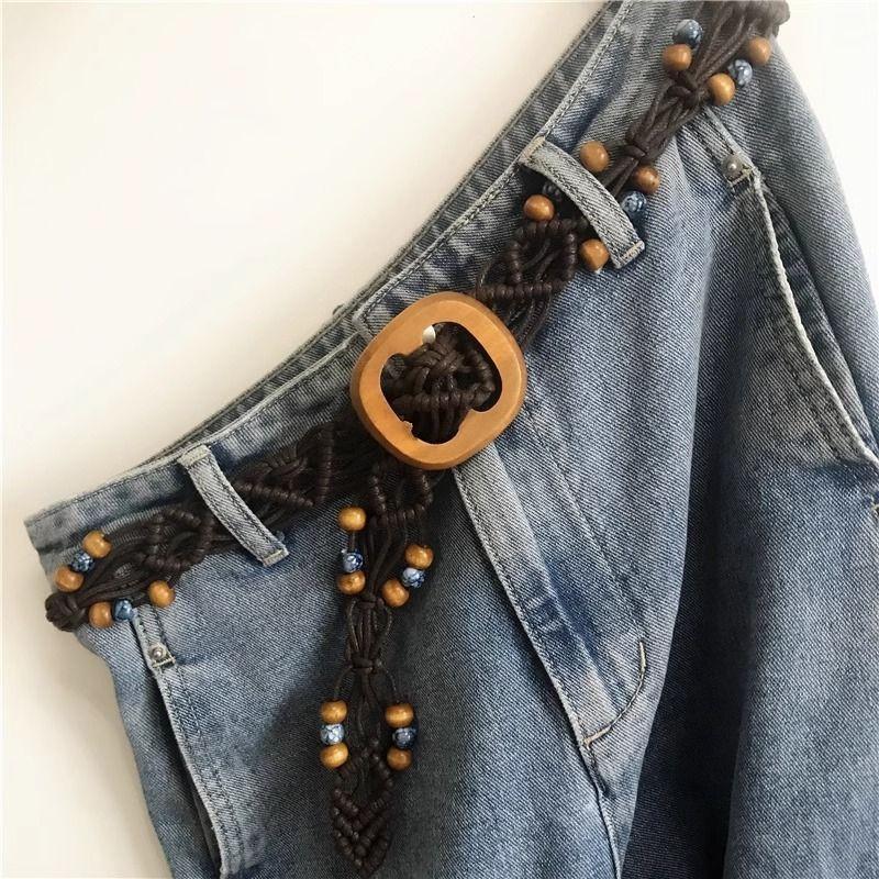 Vintage Handmade Woven Waist Belt For Women Ethnic Style Versatile Dress Accessory