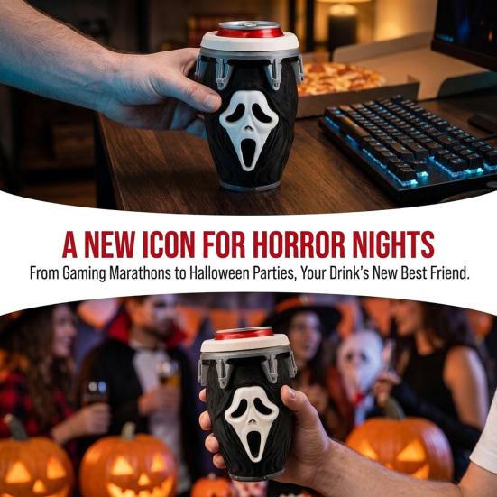 Creative Halloween Gift 3D Printed Scream Can Cup Holder, Ghost Face Drink Holder Figurine, Spooky Desktop Ornament for Holiday Home Party Decor