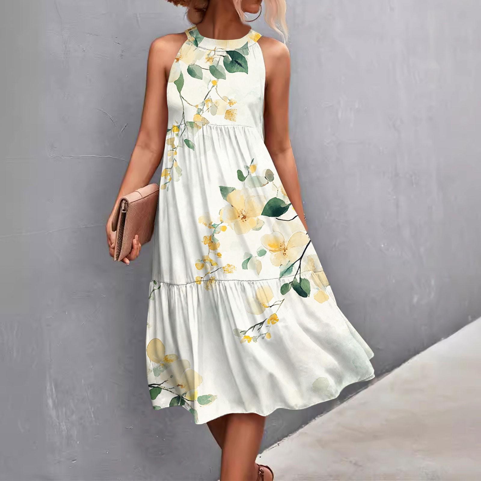 

Женские летние платья без рукавов с принтом ко Дню святого Валентина, свободные, повседневные, с висячим вырезом, пляжные платья XL жёлтый