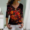 Black Hole Butterfly Print Women Tshirts Ladies Tops Long Sleeve V-neck Pullover Femme T-shirts T Shirt For Women