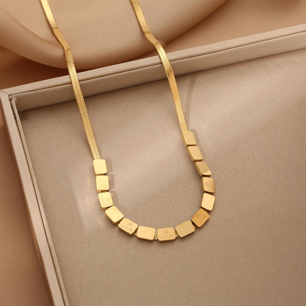 Colier din Oțel Titan Placat cu Aur de 18K, Lanț Claviculă de Înaltă Calitate pentru Femei - Bijuterii care nu se Decolorează