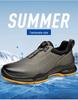 Laorentou Men's Genuine Leather Slip-On Running Shoes with Breathable Mesh and Rotating Buckle.