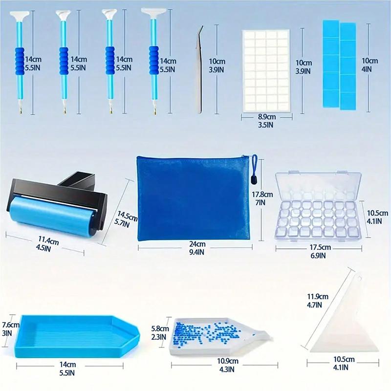 77 DIY Diamond Painting Accessories Set - Multi-functional Diamond Painting Kit with Blue Roller, Diamond Embroidery Box, DIY Art Supplies