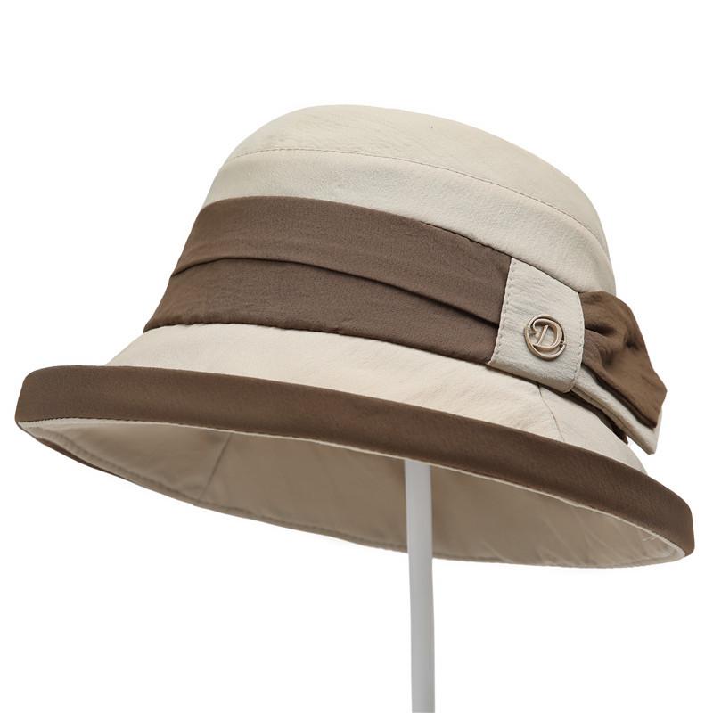 

Легкая и быстросохнущая солнцезащитная шляпа от солнца, новая весенне-летняя элегантная шляпа-ведро, дорожная шляпа от солнца для женщин M（56-58cm） бежевый