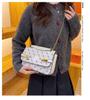 Platinum Řetízkový Ramenní Crossbody Bag - Trendy Texturovaný Potisk Malá Čtvercová Dámská Kabelka