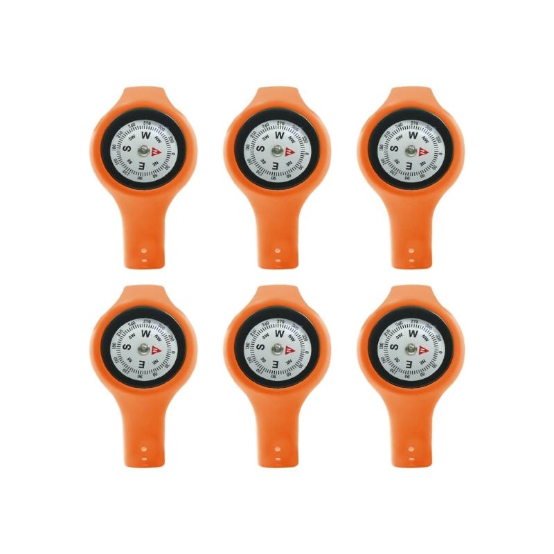 6Pcs Light Weight Compasses Watches Outdoor Navigation Tool Adjustable Strap Wearable Compasses For Backpacking Climbing