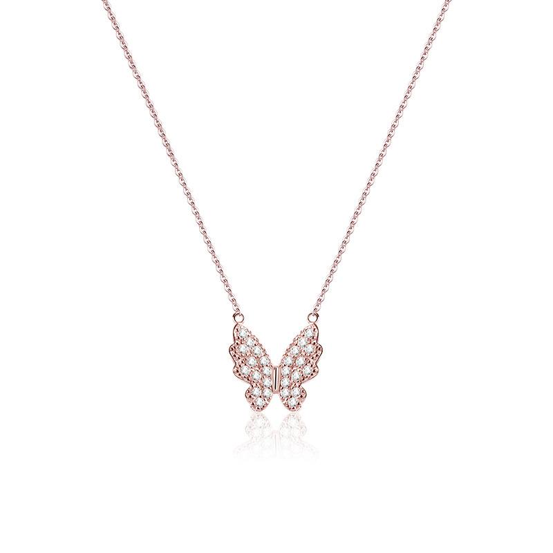 Butterfly Necklace for Women, Light Luxury Super Fairy Socialite Style Collarbone Chain Sweater Chain Accessories