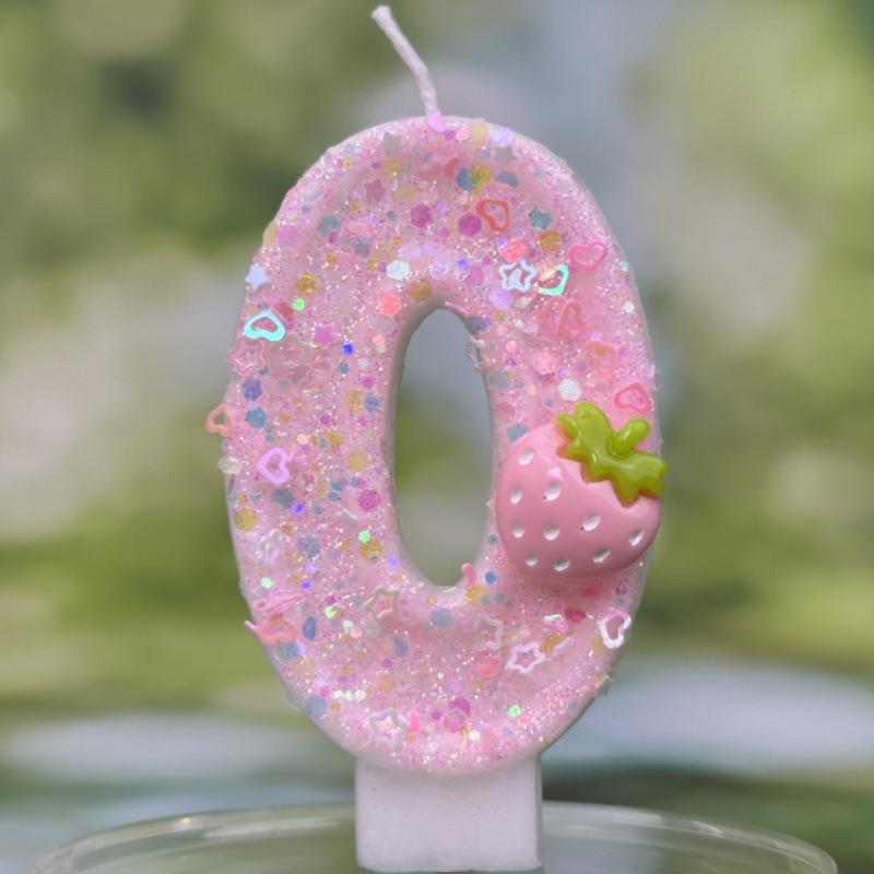 Digital Birthday Candles Cake Party Decoration Birthday Handmade Wax Pink Strawberry