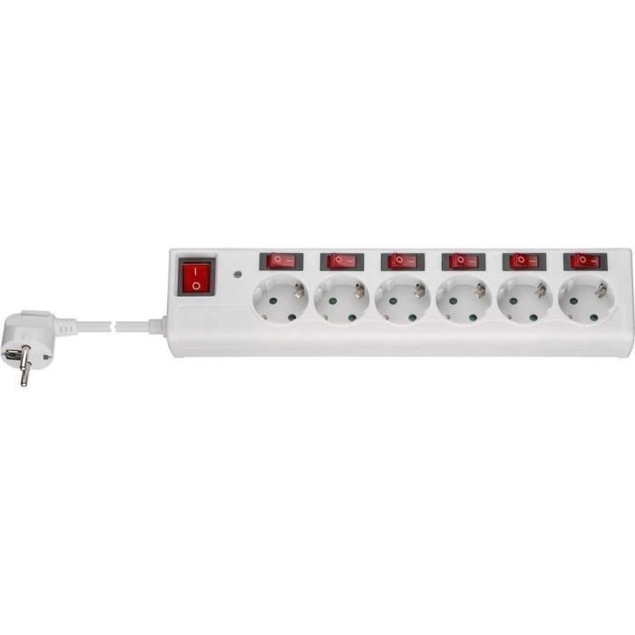 Multiprise - Goobay - 72568 - 6 Prises - Interrupteur - 1,5 m - Blanc