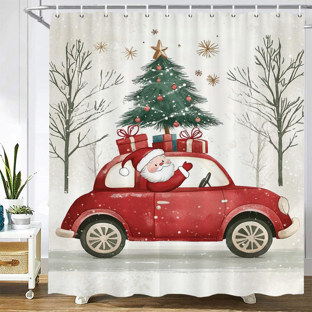 3d Shower Curtain Merry Christmas Printed Polyester Bathroom Curtain Cartoon snowman Bath Screen Home Decoration Curtain