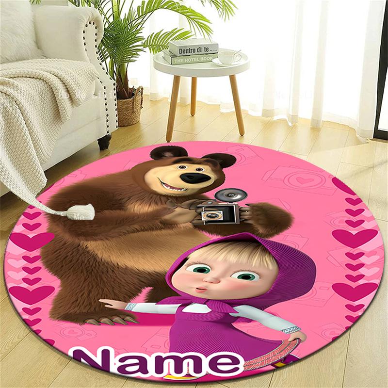 Personalized M-Masha and the Bear Round Chair Office Rug - Perfect for Mat, Office Chair & More - Ideal Gift for Birthdays and Holidays