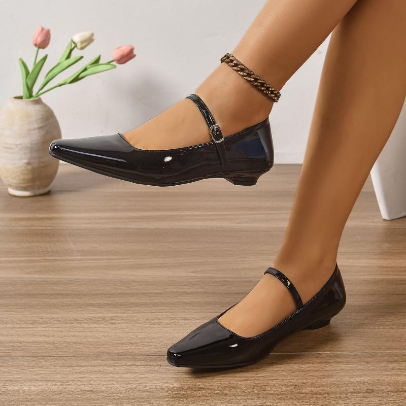 Fashion 2025 Spring and Autumn New Soft Leather Low Heel Mary Jane Shoes Small Square Toe Shallow Mouth One Strap Low Heel Single Shoes