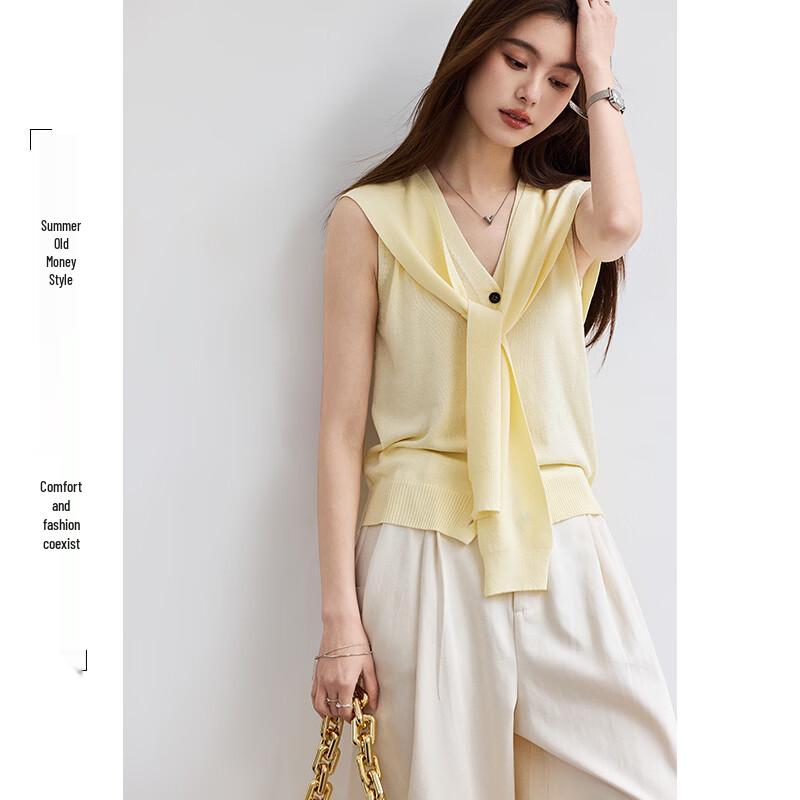 VICTORIA&VERA Women's Detachable Shawl Ice Silk Knit Top