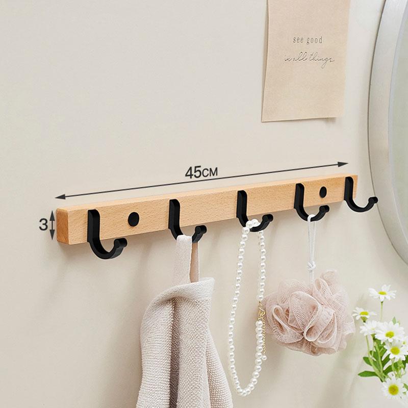 Houten Badkamerhaak Wandmontage Zwart/Wit Toilet Handdoekhaak Kledinghanger Boom Deurhaak Toilet Badkamer Hardware