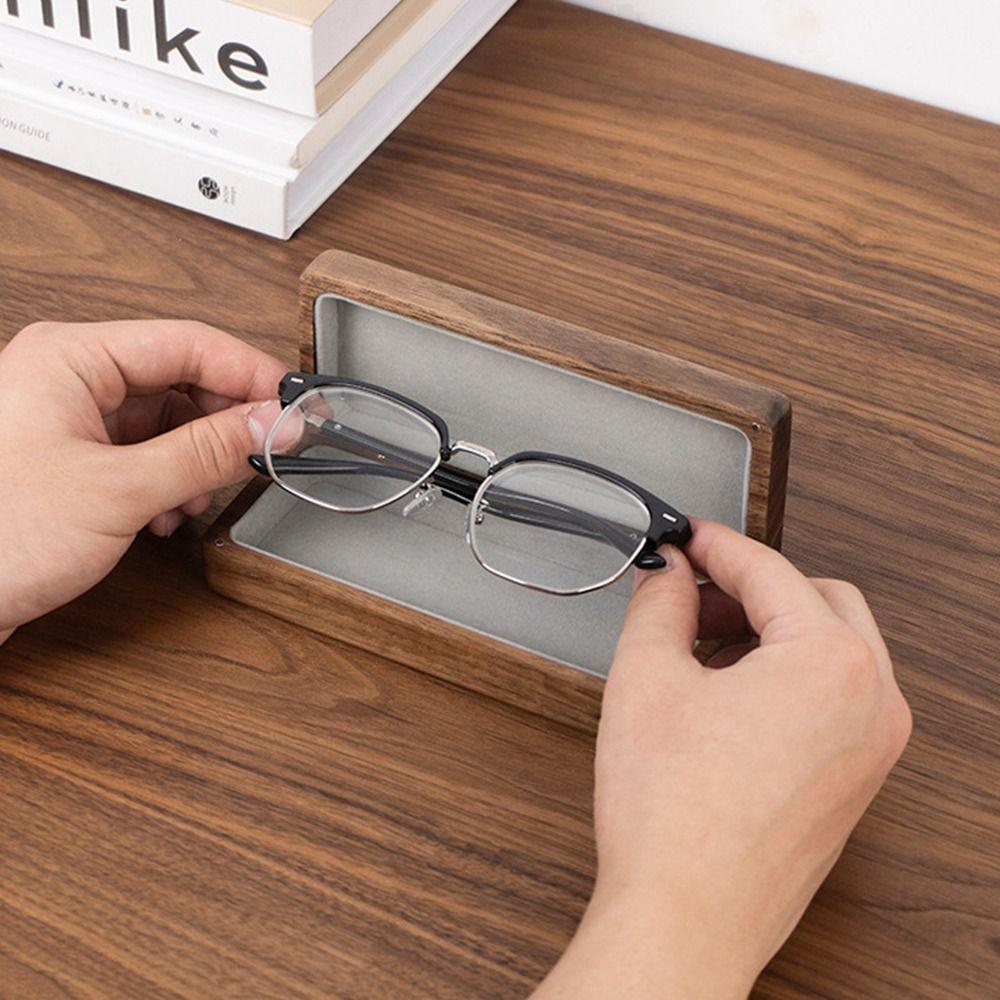 Retro Wood Glasses Case Magnetic Buckle Walnut Wood Storage Box  Eyewear Organizer