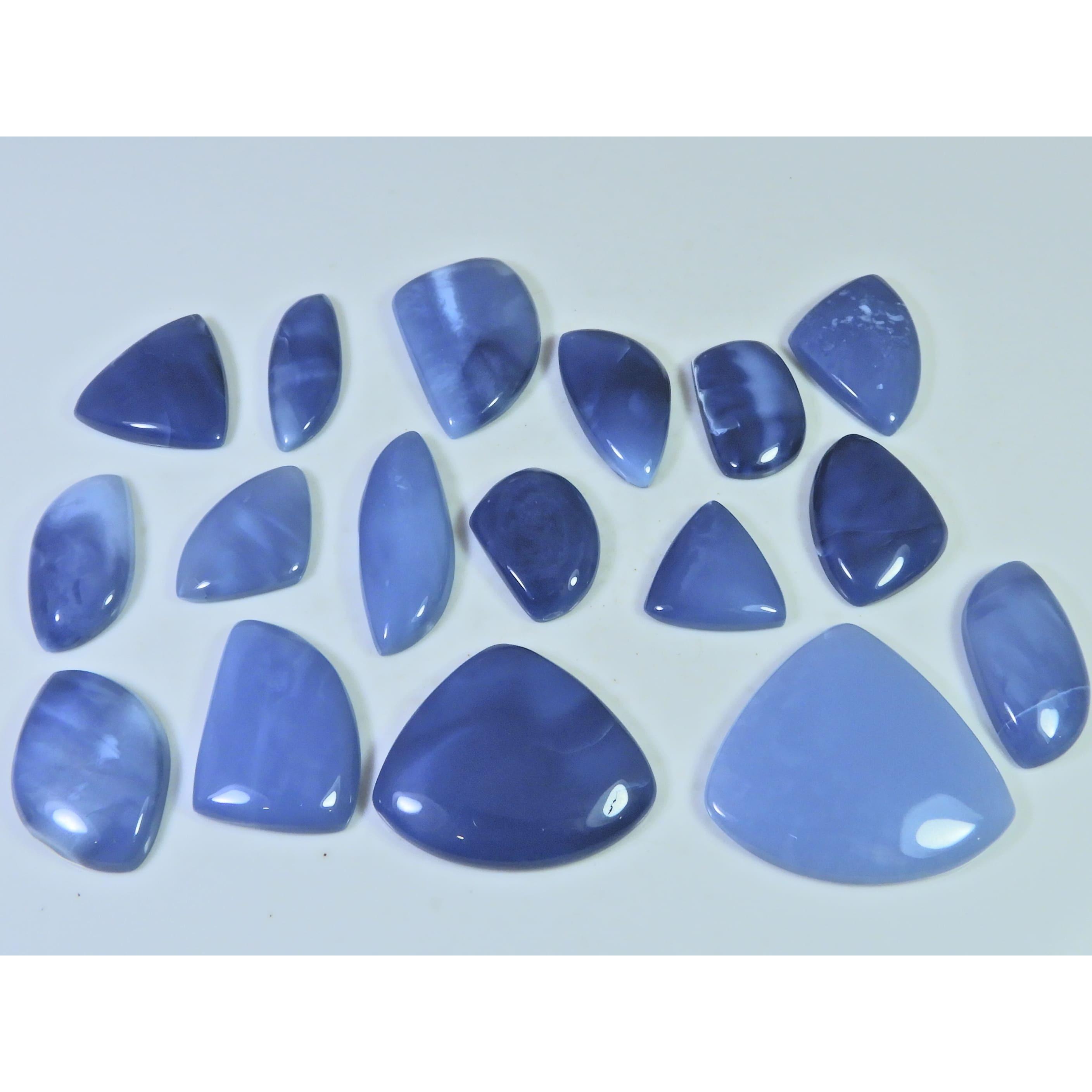 281Cts. Natural Owyhee Blue Opal Fancy Cabochon Loose Gemstone 17Pcs Lot C-1202