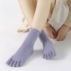 5 Pairs Women'S Five Finger Ruffle Socks Korean Fashion Solid Black Pink Crew Business Dress Toe Socks All Seasons Comfortable