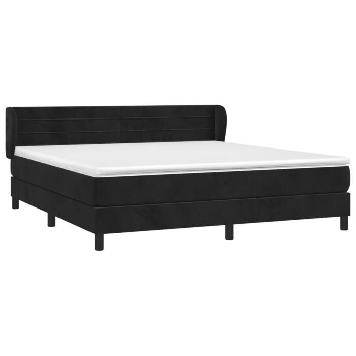 VidaXL Lit à sommier tapissier et matelas Noir 160x200 cm Velours 3127561
