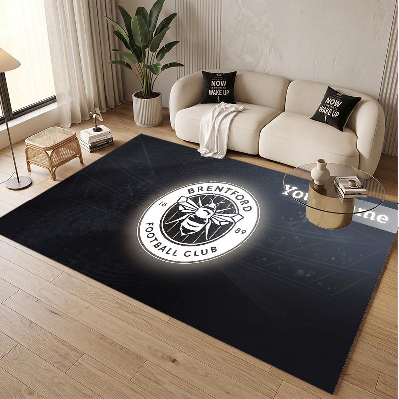 Personalized Crystal Velvet Carpet Brentford Football Pattern Non Slip Floor Rug