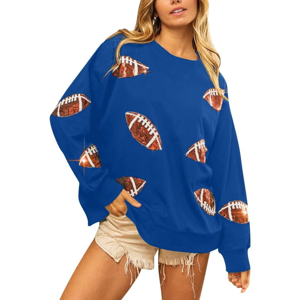Ladies' Casual And Fashionable Round Neck Top With Ball Print Hooded T-shirt Long Sleeved Sweatshirt
