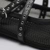 Mesh Ballet Flats Women  Fashion Leather Buckle Strap Hollow Flats Summer Light Comfort Beach Sandals Mules Loafers