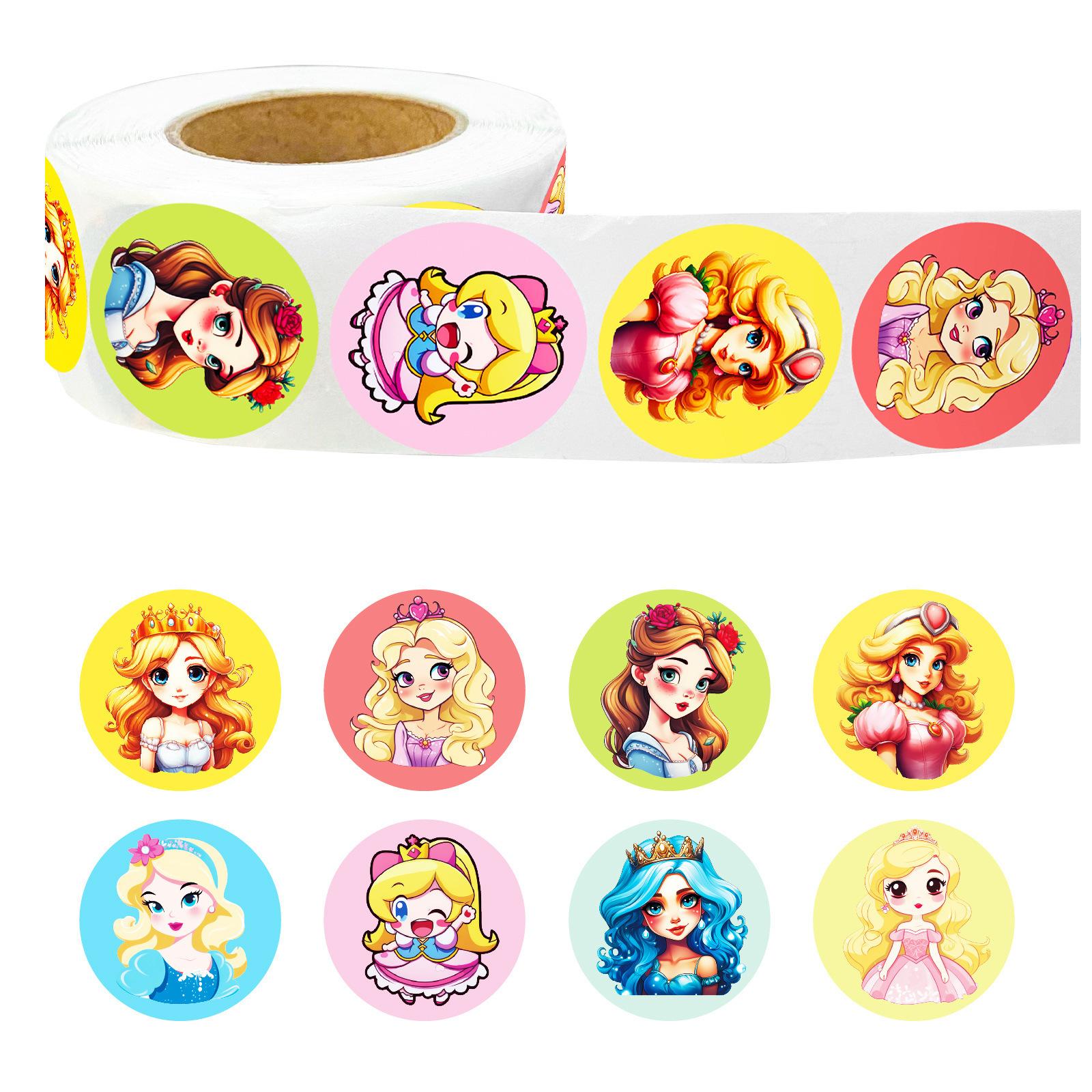 

500 Sheets/Roll Cartoon Princess Sticker Roll Sticker Water Cup Notebook Decorative Sticker Seal
