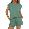 2026 Spring/Summer Women's Round Neck Loose Short Sleeve Two-Piece Set