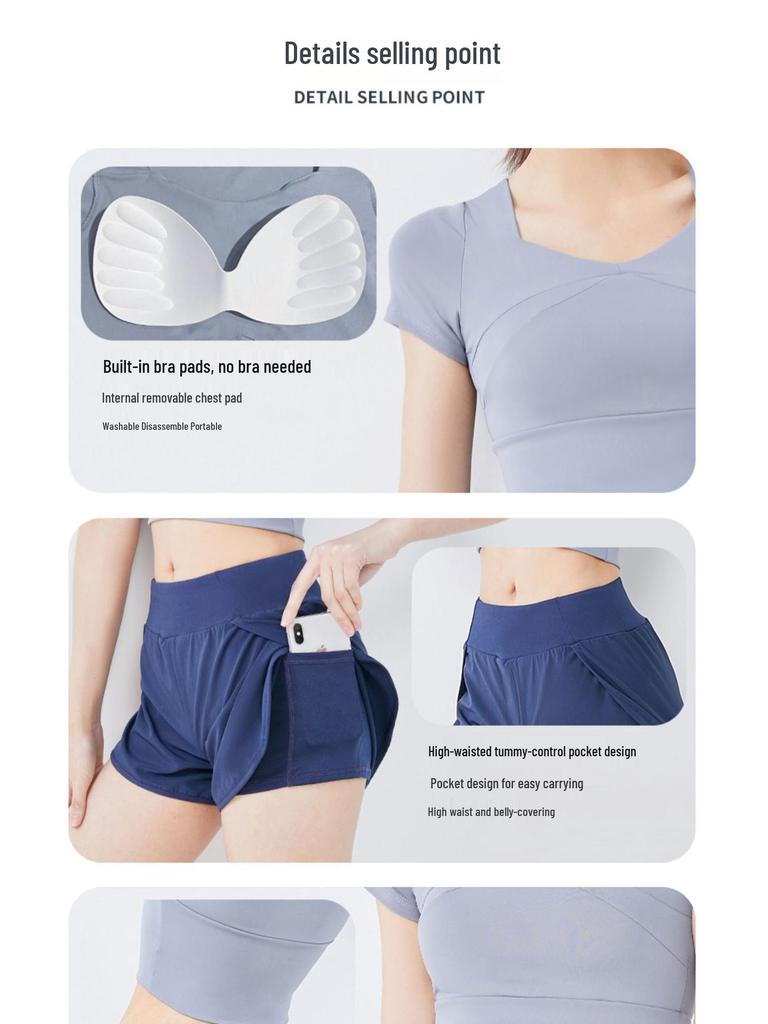 Women's Quick-Dry Summer Yoga & Fitness Two-Piece Set - Casual Sportswear Plus Size Short Sleeve