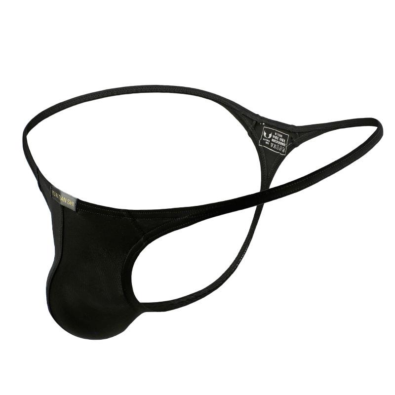 Low Rise G-String Men Sexy Underwear Bulge Pouch T-Back Thongs Ice Silk Underpants Gay Erotic Panties Soft Knicker Bikini Trunks
