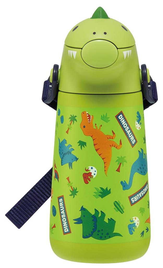 Skater 3D Stainless Steel Straw Water Bottle 370ml Vacuum Duplex Cold Storage Only Dinosaur Dinosaur SSH4D-A