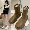 Martin boots spring and autumn new flat bottom round head thin boots with skirt short boots women