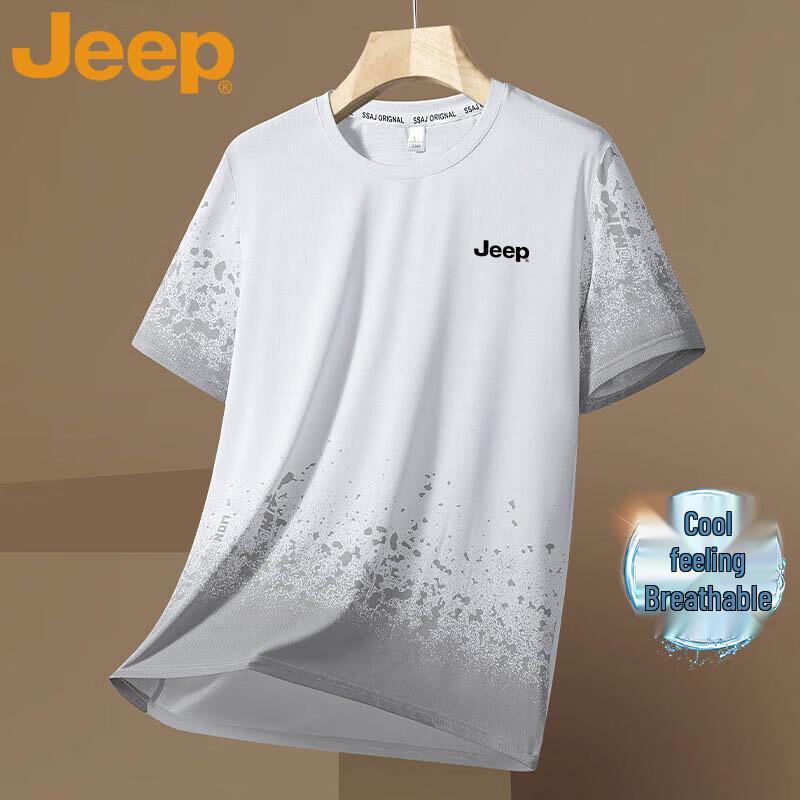 Jeep Men s Quick Dry Ice Silk Round Neck T-Shirt 8XL