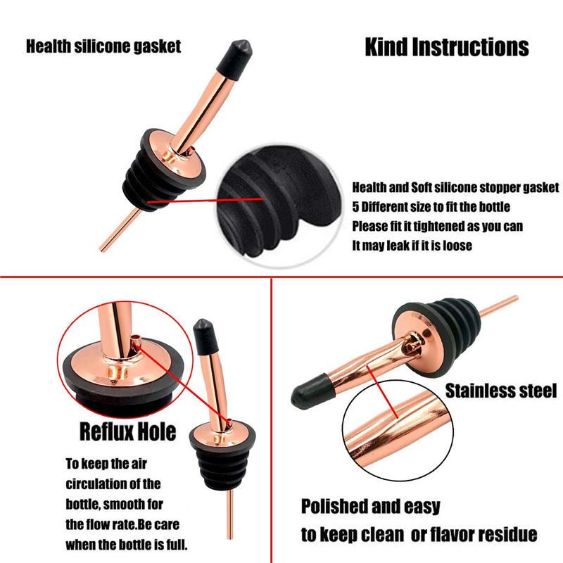 Stainless Steel Wine Pourer Stopper Alcohol Liquor Spouts Bottle Dispenser Wine Bottle Stopper with Cap Wine Accessories