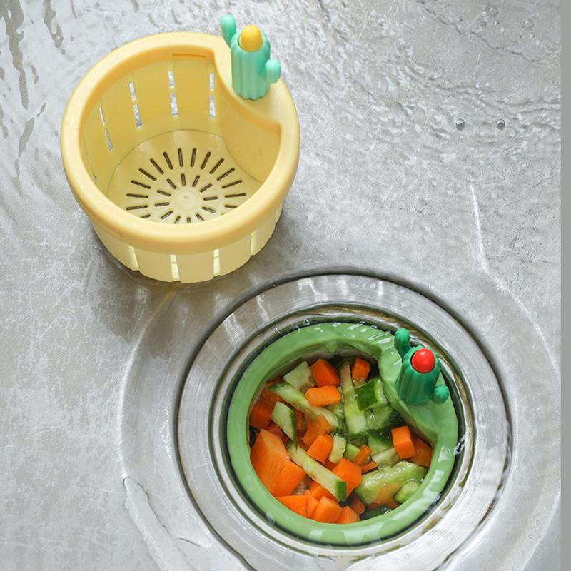 1PCS Sink Strainer Automatic Pressing Sink Filter Cactus Shape Sink Strainer Plastic Drain Net Stopper Sink Waste Collector