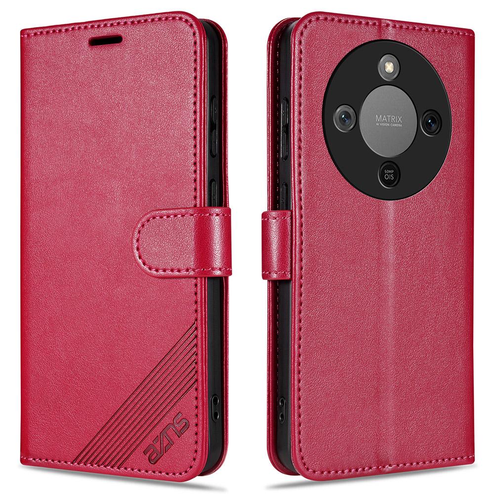 

AZNS For Honor X70 5G Case Anti-Scratch PU Leather Stand Wallet Phone Cover Red