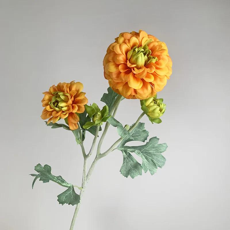 6Pcs Artificial Moisturizing 5-head Dahlia Real Touch Flowers Wedding Decor Flower Arrangement Fake Dahlia Party Home Decoration