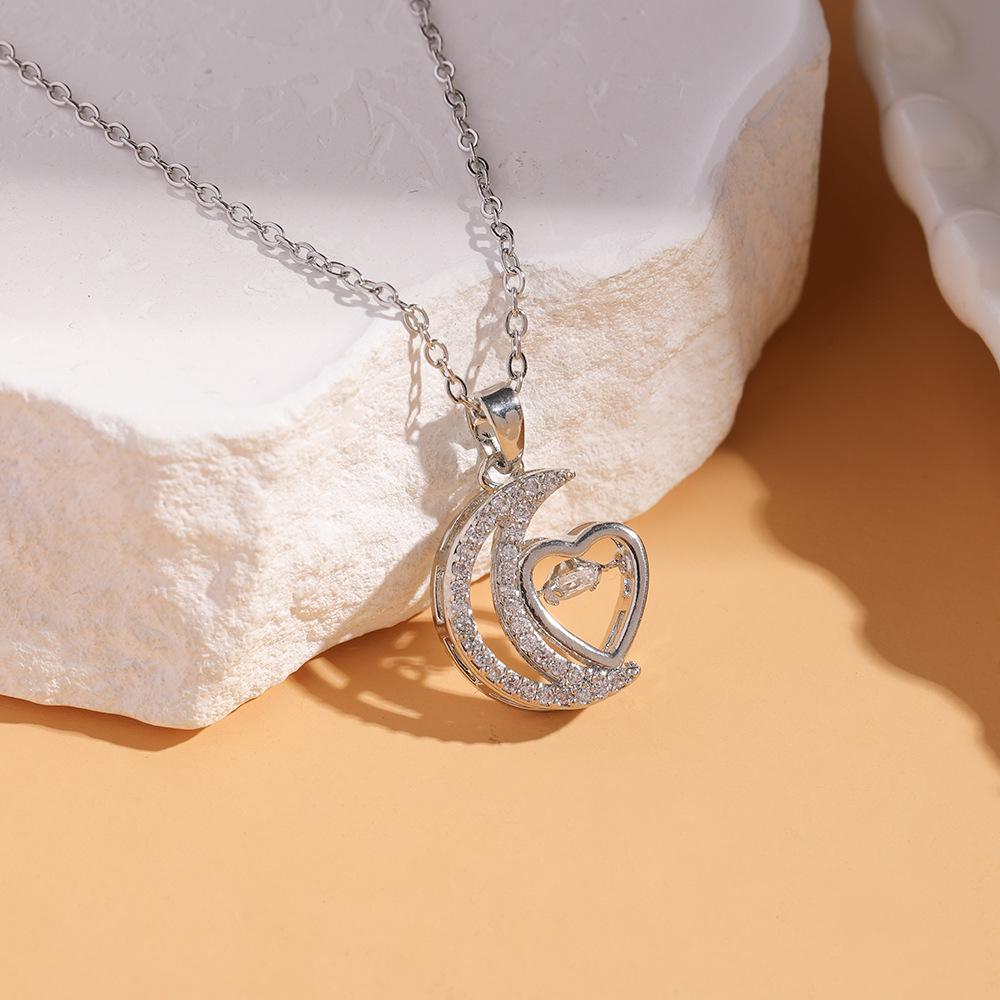 Women's Silver Titanium Steel Necklace with Micro-Inlaid Zircon - Elegant, Durable Clavicle Chain Jewelry