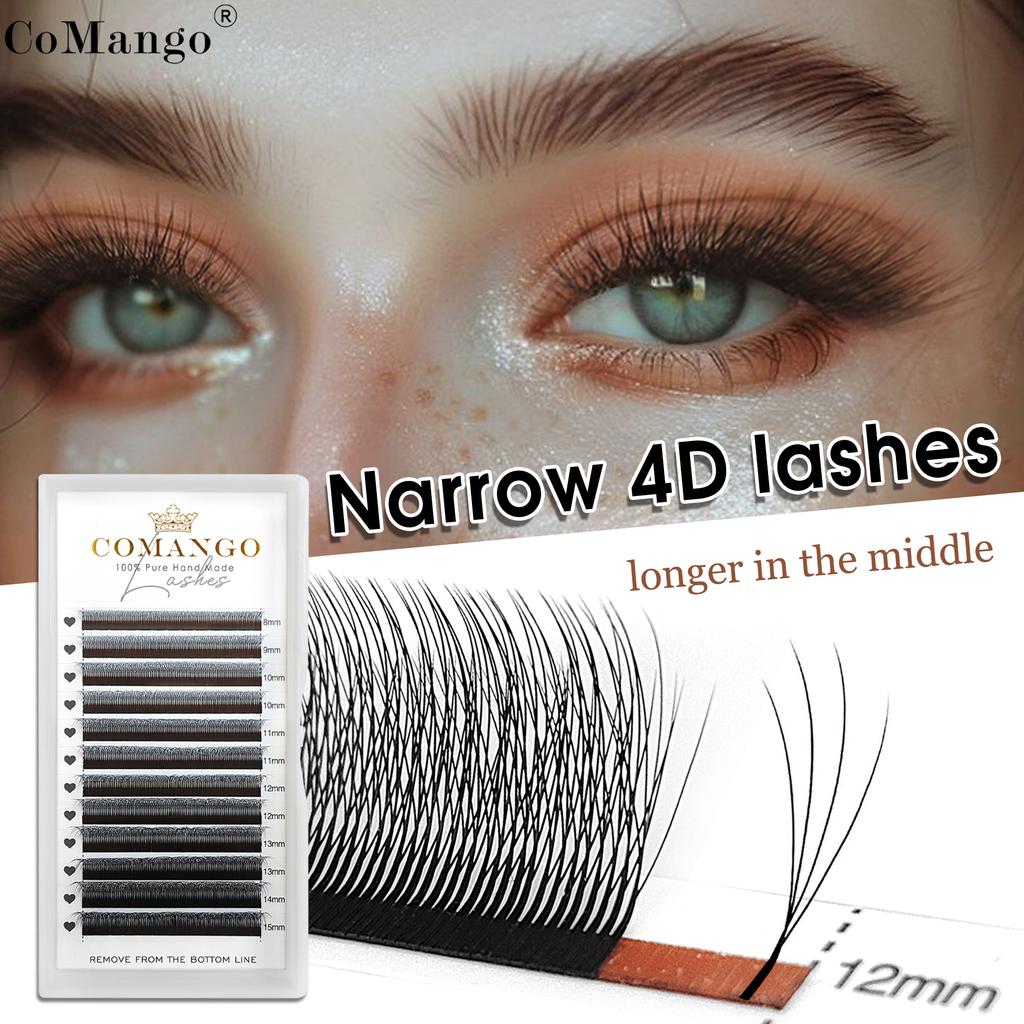 CoMango Narrow 4D Hand Woven W Shaped Eyelash Extensions 12Rows False Eyelashes W Style Russian Volume Eyelashes Cosmetics