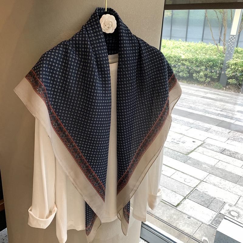 Vintage Polka Dot Printed Light And Thin Scarf Cotton Feel Square Scarf Sunshade Shawl Headscarf Belt Scarf Silk Scarf