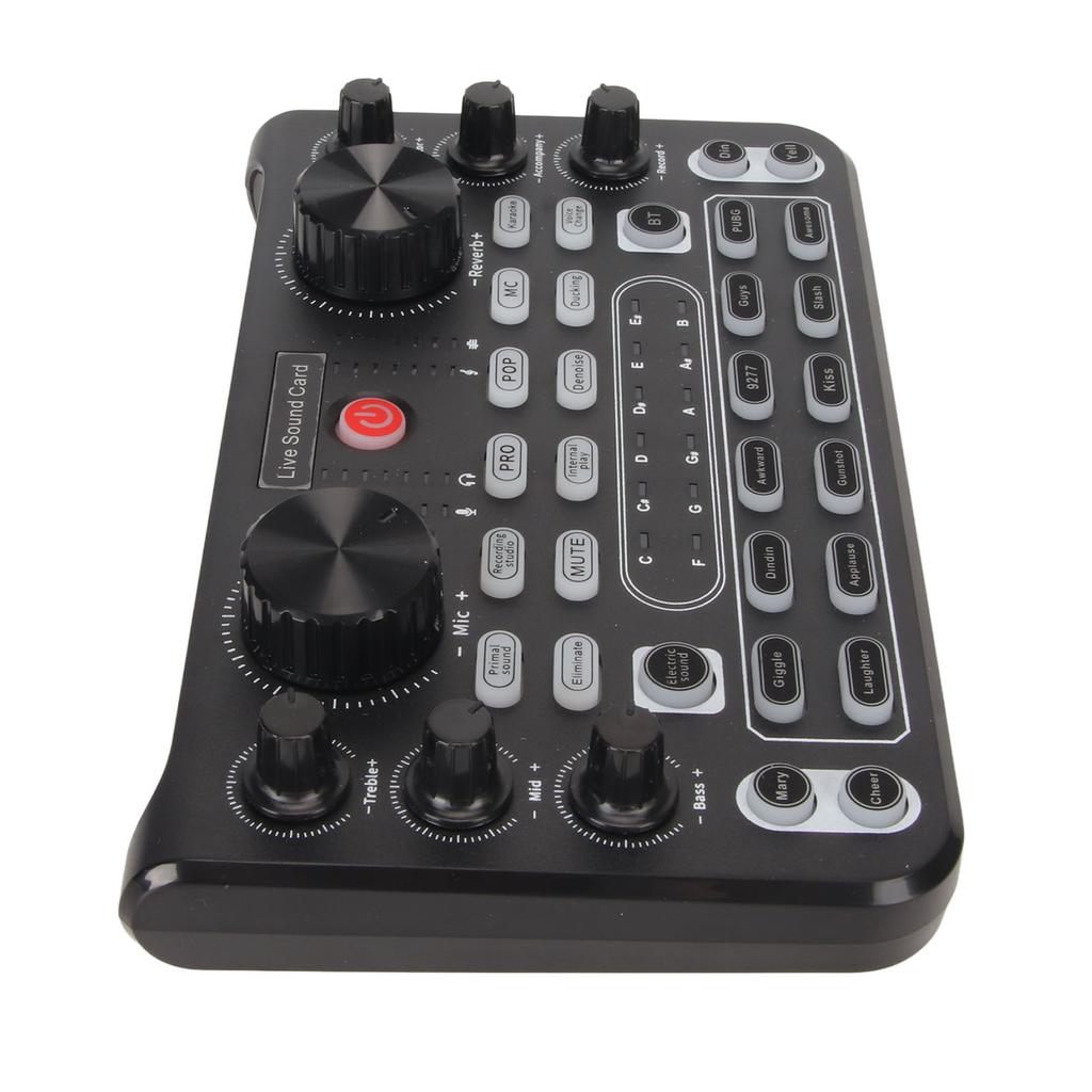 Live Sound Card with Multi Sound Effects Bluetooth Noise Reduction Sound Mixer Board for Mobile Phone Karaoke Broadcast
