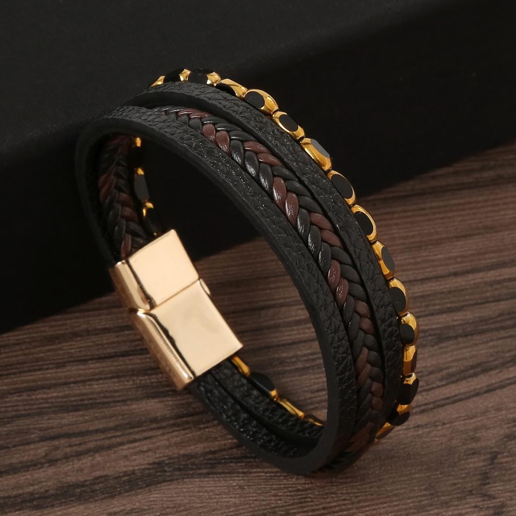 New Design Multilayer Hand Woven Genuine Leather Bracelets And Bracelets Men'S Alloy Fashion Bracelet Gifts