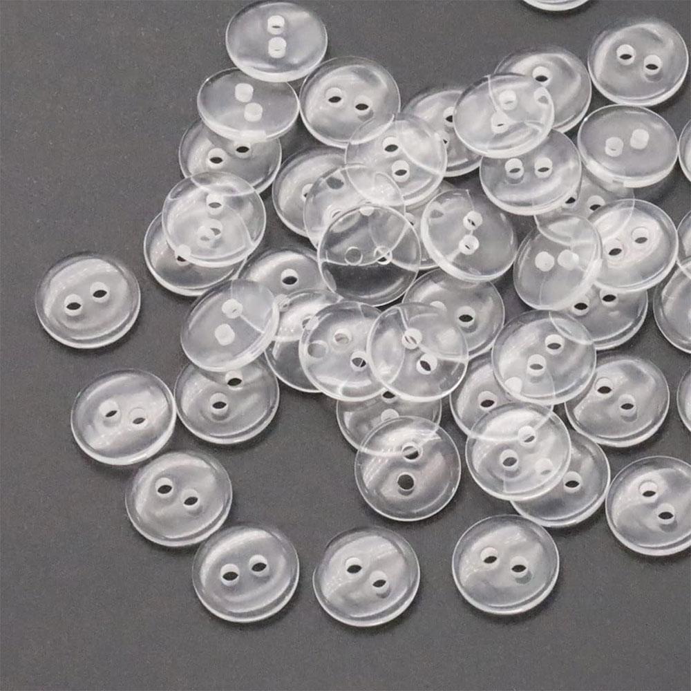 9/15/18mm Transparent Plastic Resin Sewing Buttons Scrapbooking Round Lucency Two Holes Botton Clear Handmade Accessories