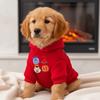 Cute Warm Pet Dog Hoodies Thickened Cartoon Puppy Pullover Soft Red Pet Jumpsuit New Year Celebration