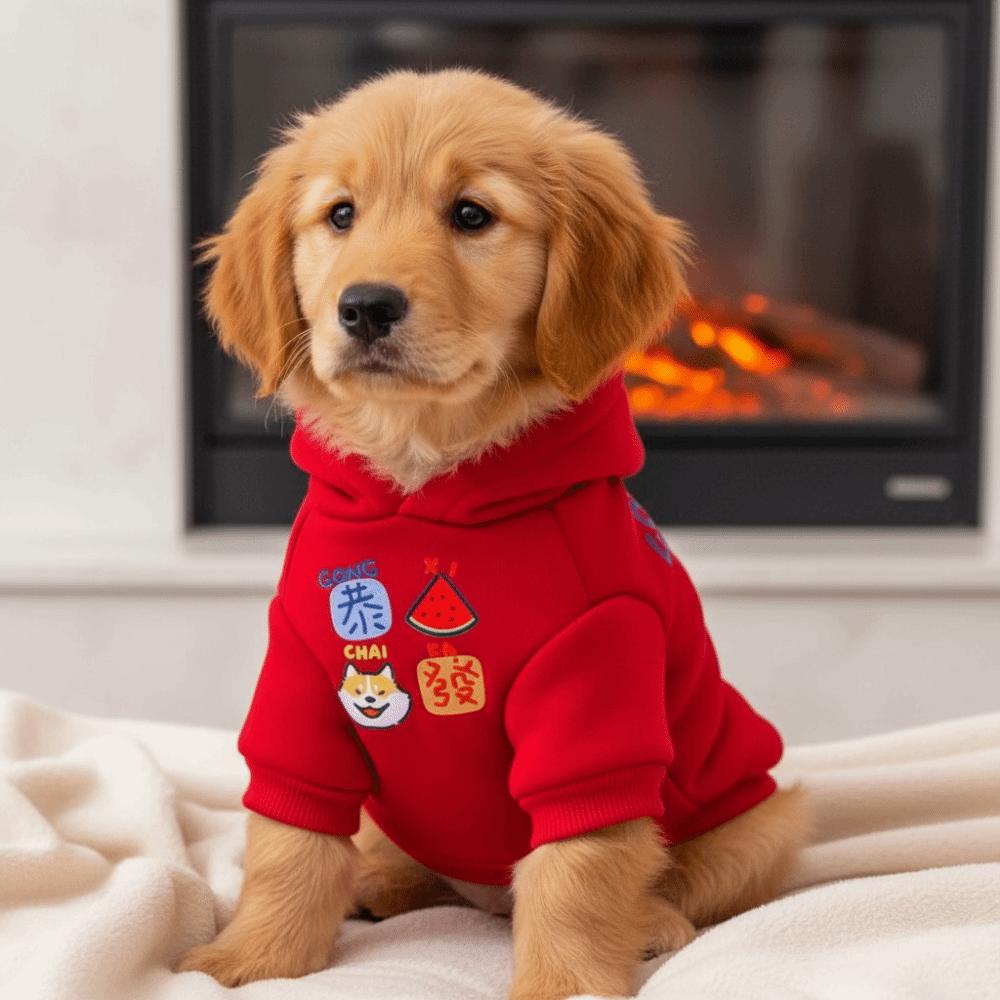 Warm Dog Sweatshirt Soft Puppy Pullover Puppy Costume Pet Dog Hoodies New Year Celebration