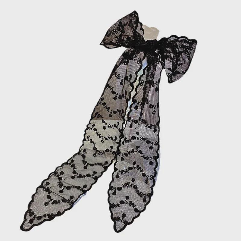 French Lace Embroidered Silk Scarf Headband - Super Fairy Sweet Hair Ribbon
