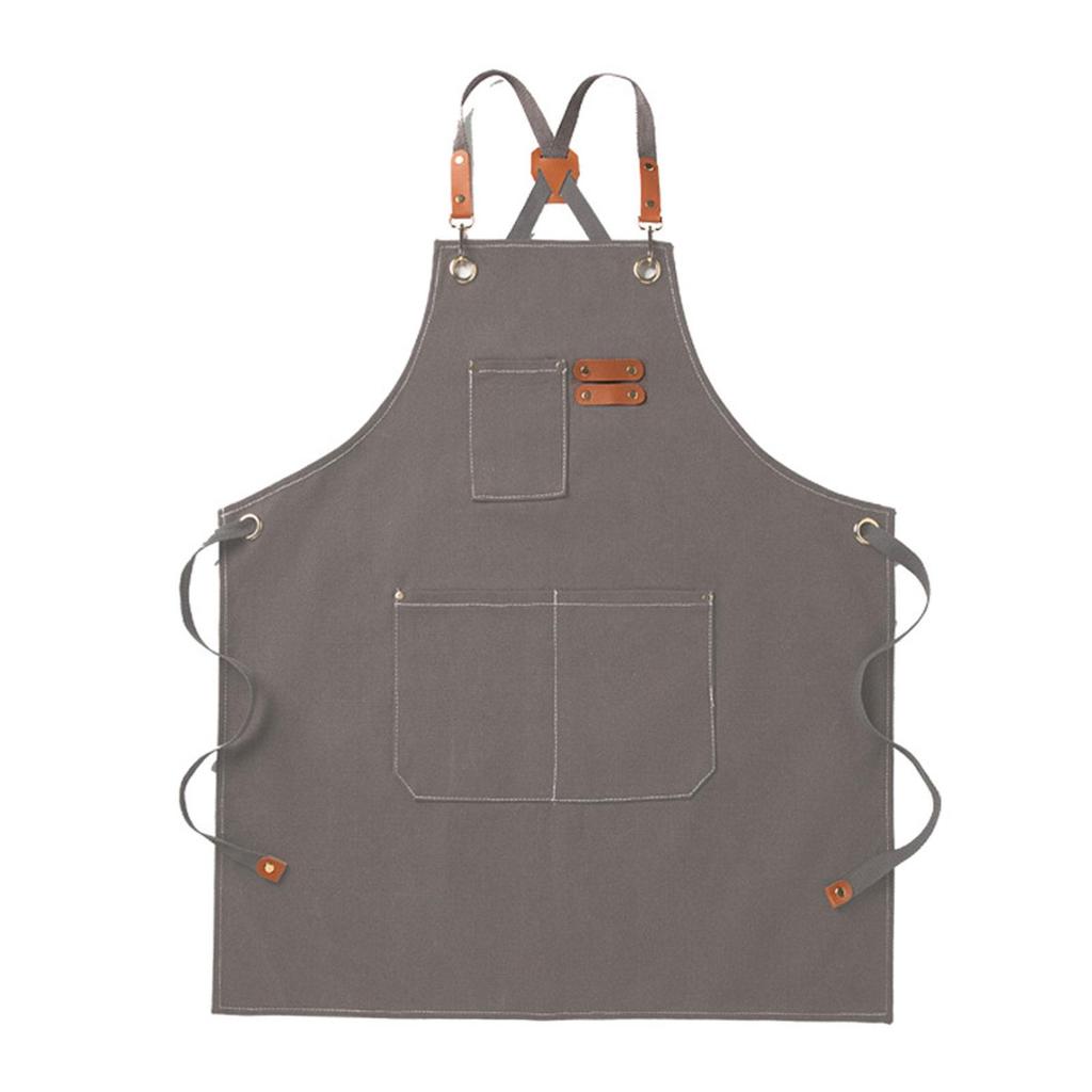 Adjustable Canvas Chef Apron with Pockets And Straps, Waterproof, Wearresistant, Suitable for