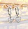 Gold Plated Heart Shaped Earrings for Women with Zirconia Embedded Copper Jewelry Clip On Fashion Accessories