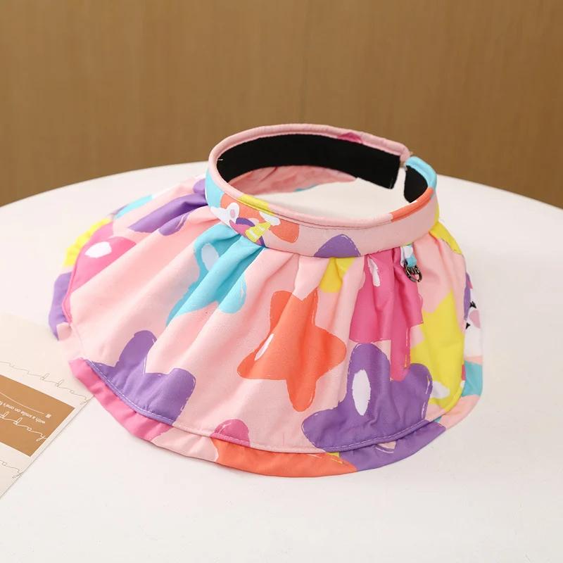 Summer Kids Sun Hats for Girls Boys Cartoon Children Visor Cap Beach Travel Big Brim Child Panama Hats 2-14Y